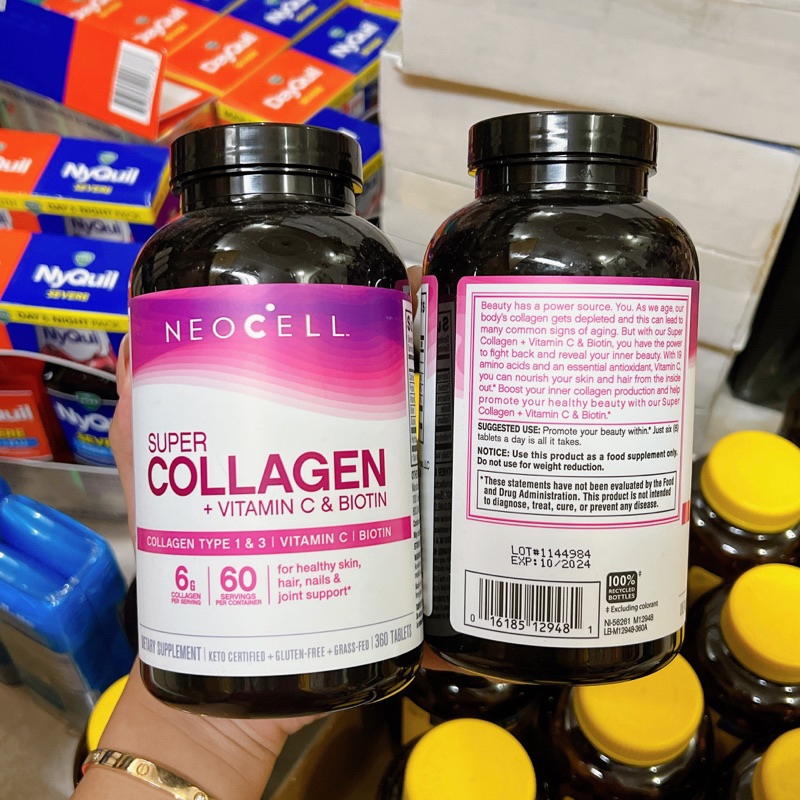 Viên Uống Super Collagen Neocell +C 6000 Mg type 1 - 3 Neocell 360 viên