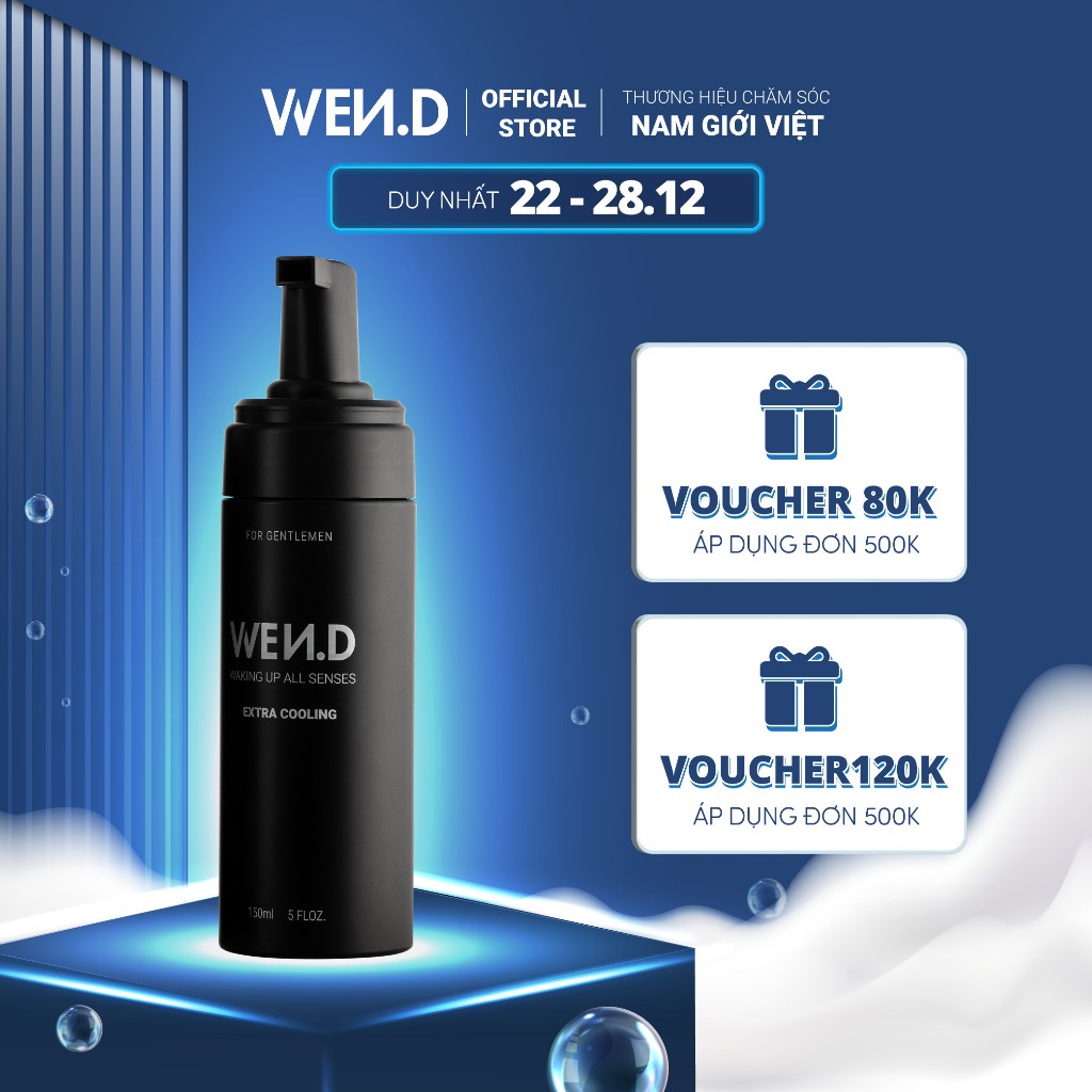 Bọt vệ sinh nam giới WEND dung dịch tạo bọt hương gỗ trầm nam tính với phân tử nano bạc 20nm dung tích 150ml