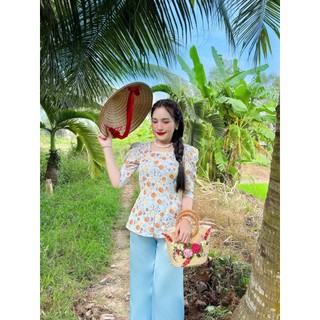 SÉT BỘ BÀ BA CỔ VUÔNG NGỌC ĐÔI HOA MỚI