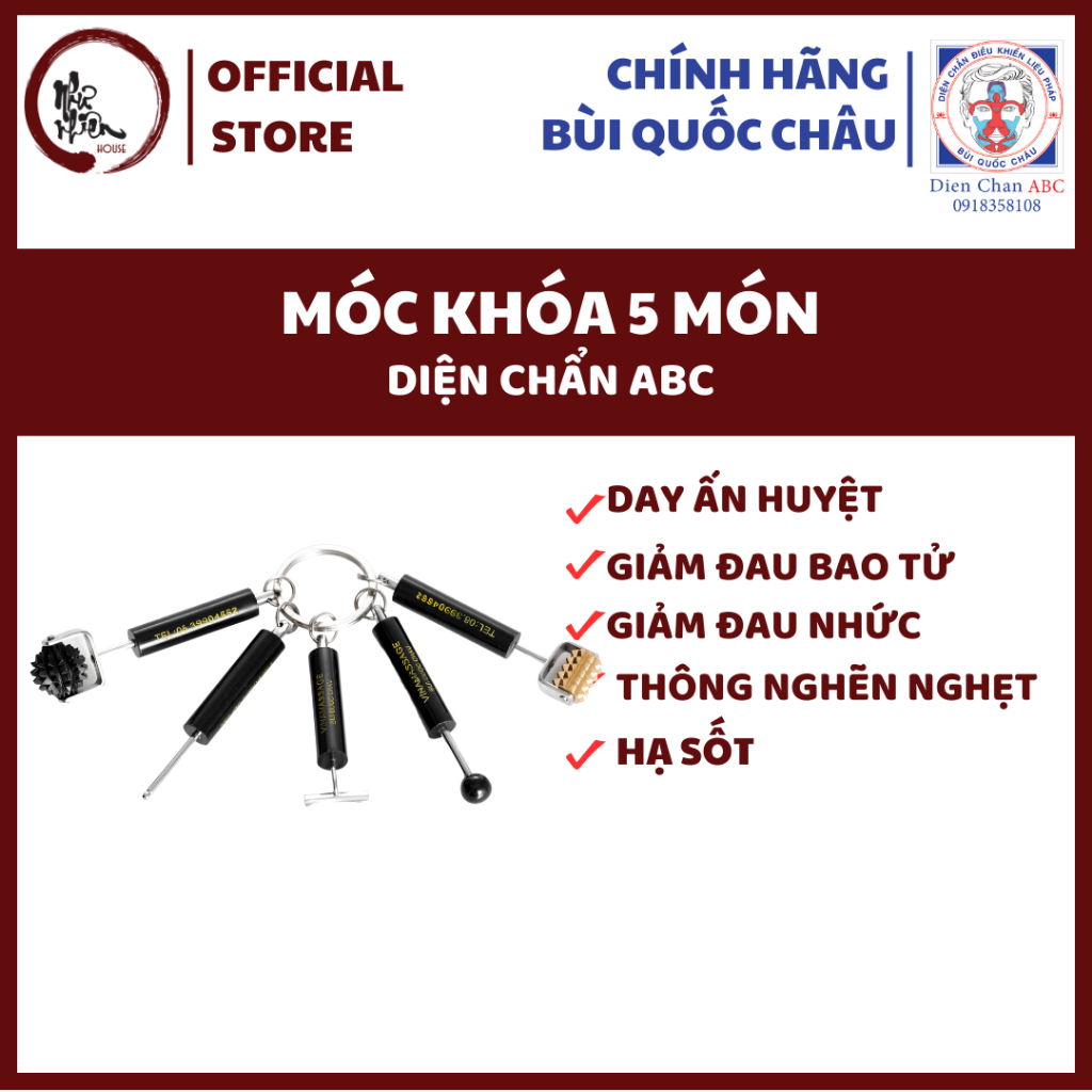 Móc Khóa 5 Món Dụng Cụ Diện Chẩn Bùi Quốc Châu Chính Hãng
