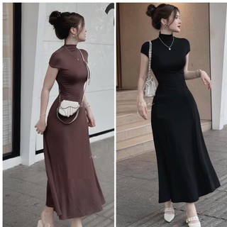 Đầm Body Cổ Cao Dáng Xoè Dài