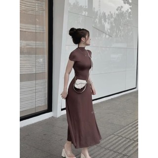 Đầm Body Cổ Cao Dáng Xoè Dài