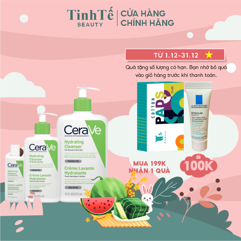 Sữa rửa mặt giúp sạch sâu cho da thường, da khô CeraVe Hydrating Cleanser 88ml/236ml/473ml