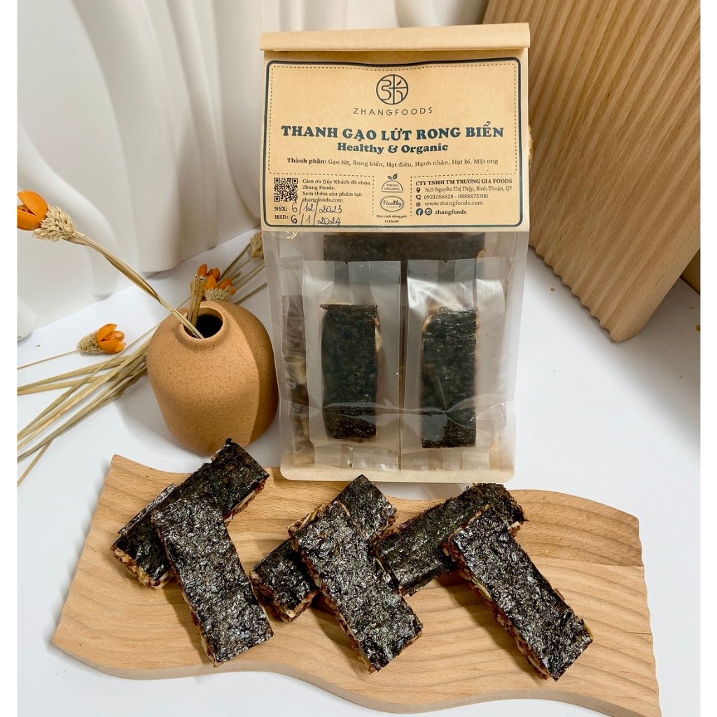 Thanh Gạo Lứt Rong Biển Mix Hạt Dinh Dưỡng Healthy & Organic Set 12 Thanh - Zhangfoods