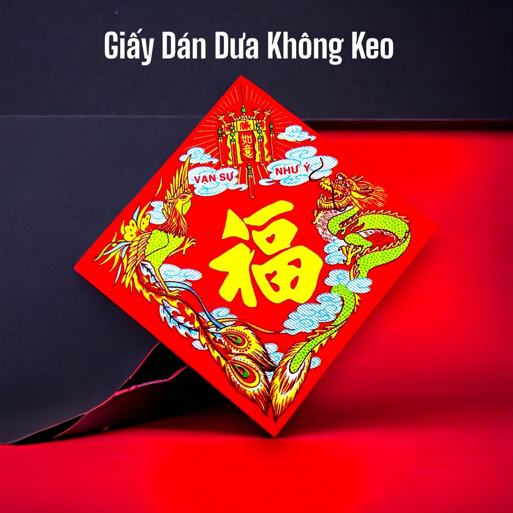 COMBO SỈ 100 TỜ GIẤY DÁN DƯA KHÔNG KEO SIZE 7x7CM TRANG TRÍ TẾT GIAO MẪU CHỮ NGẪU NHIÊN