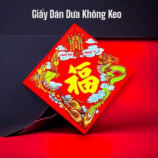 Combo sỉ 100 tờ giấy dán dưa không keo size 7x7cm trang trí tết giao mẫu chữ ngẫu nhiên