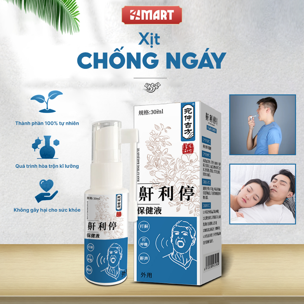 Xịt chống ngáy khi ngủ hiệu quả dành cho người lớn Snoretin 30ml, chiết xuất tự nhiên hỗ trợ giảm gáy ngủ an toàn.