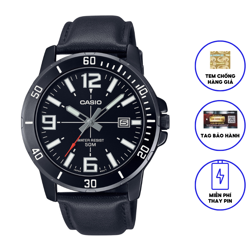 Đồng hồ nam dây da Casio MTP-VD01BL-1BV chính hãng