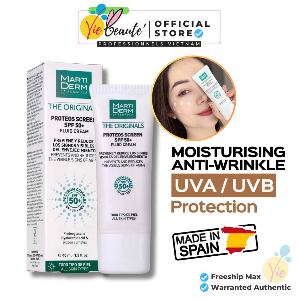Kem Chống Nắng Martiderm The Originals Proteos Screen SPF50+ Phổ Rộng Toàn Diện Ngừa Lão Hóa 40ml