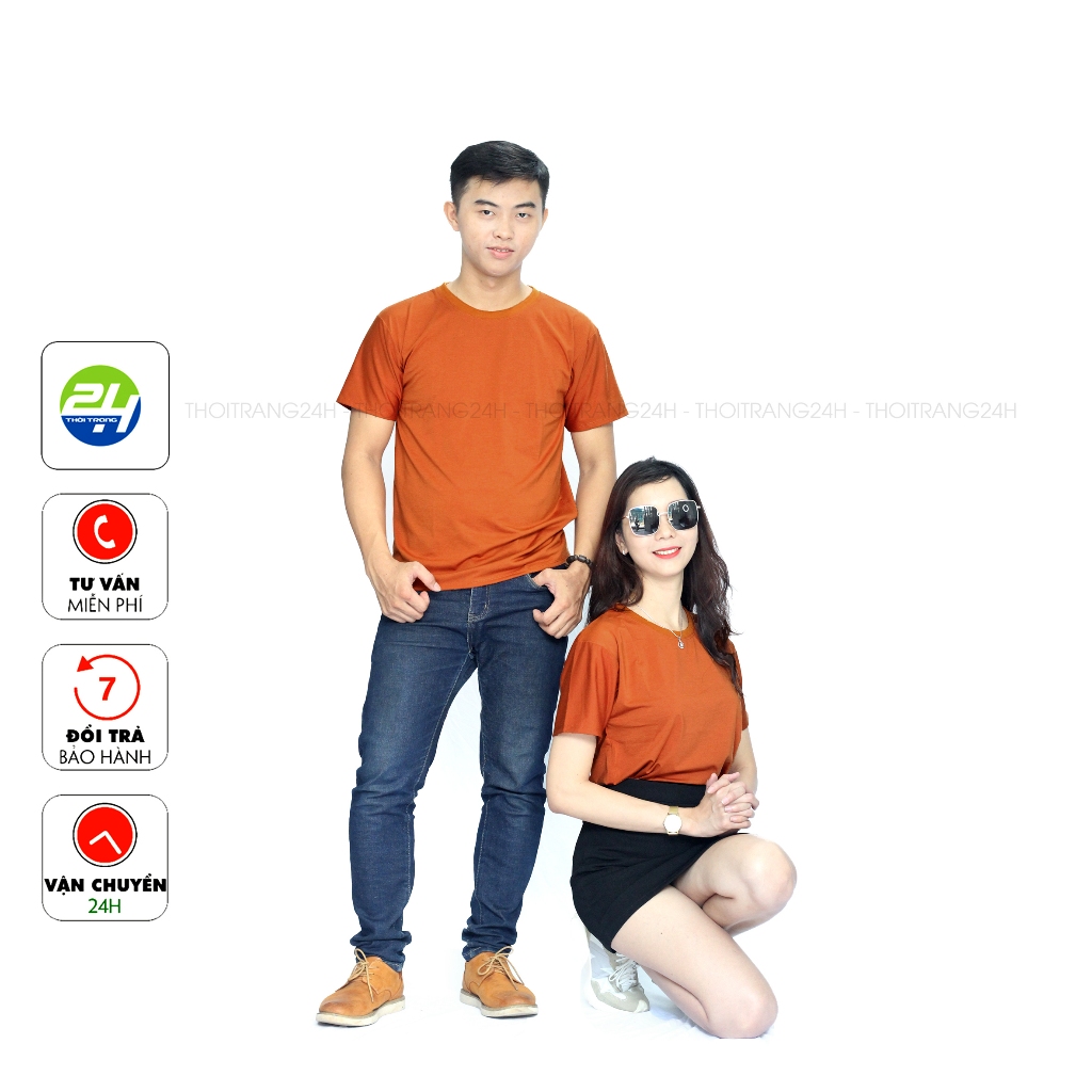 Áo Thun Trơn Màu Nâu Đất Thoitrang24h Vải Dày Mịn Đẹp Không Xù Lông