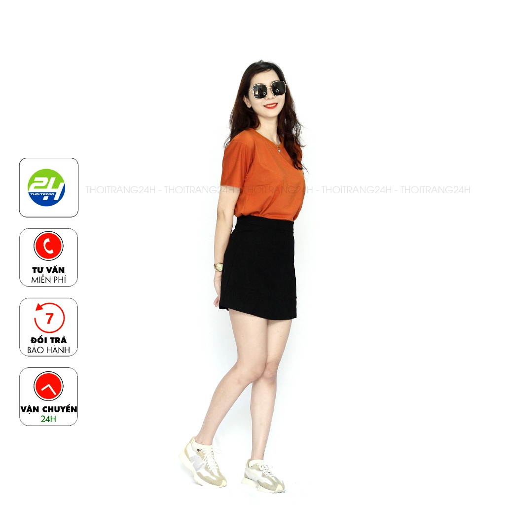 Áo Thun Trơn Màu Nâu Đất Thoitrang24h Vải Dày Mịn Đẹp Không Xù Lông