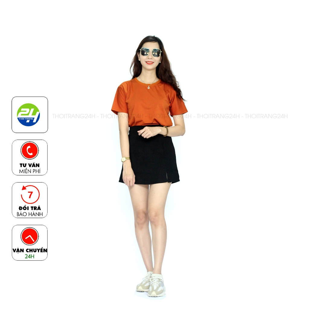 Áo Thun Trơn Màu Nâu Đất Thoitrang24h Vải Dày Mịn Đẹp Không Xù Lông