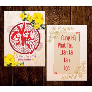 (Giao nhanh) Thiệp tết 2024 thiết kế có lời chúc 2 mặt, Thiệp chúc mừng năm mới 2024 in sẵn lời chúc (11x15cm)