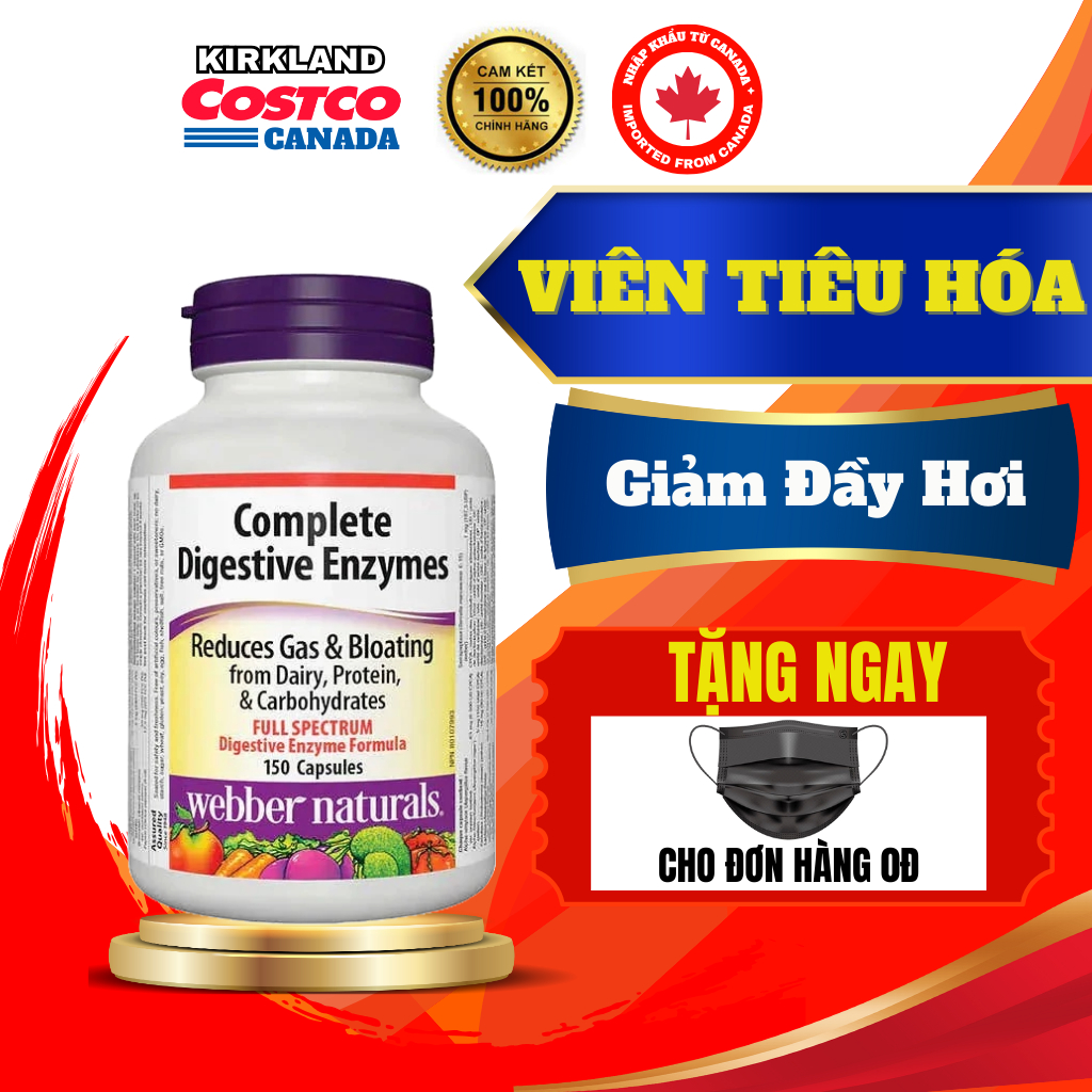 Men Tiêu Hoá Webber Naturals Complete Digestive Enzyme Lactase - Hỗ Trợ Tiêu Hoá, Thuốc Tiêu Hoá Cho Người Lớn