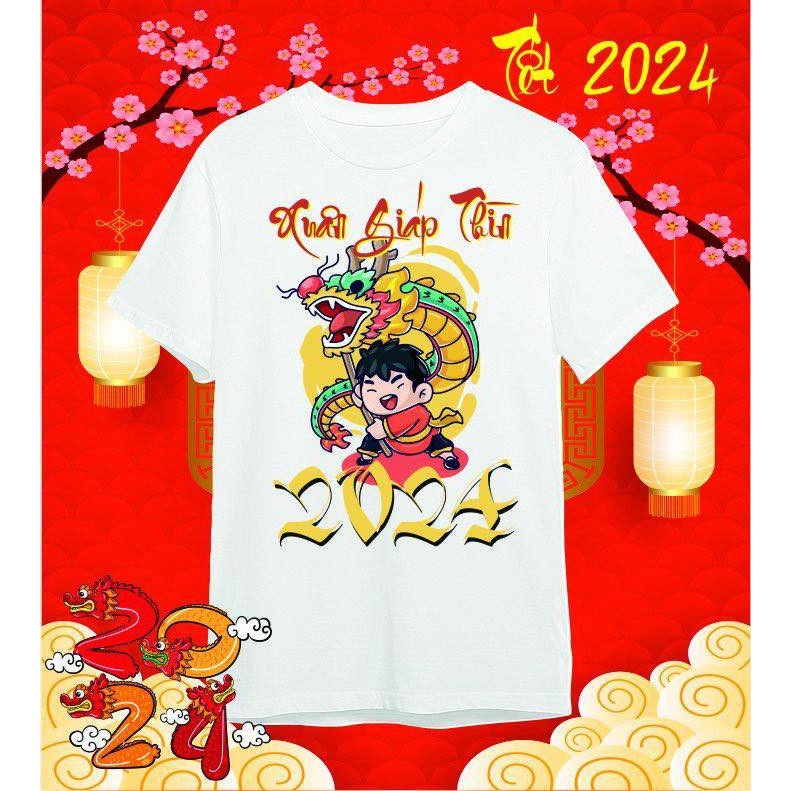 {giá sỉ} Áo Thun Gia Đình Tết 2024 Năm Mới giáp thìn 3,4,5 Người