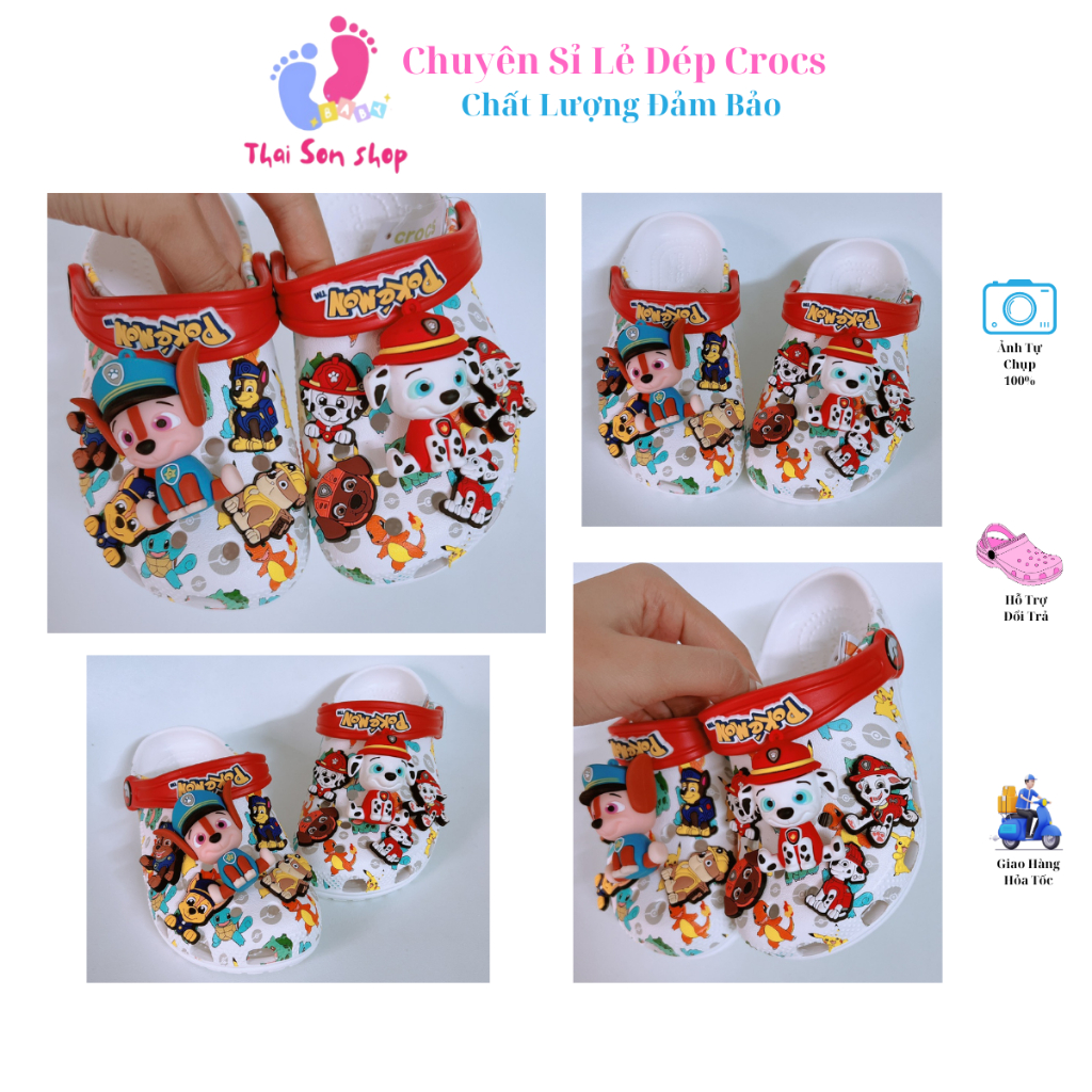 [ Tặng 10 Sticker ] Dép Cross Pokemon mix Charm to cho bé trai  Chuyên sỉ lẻ Sục Crocs cho nam nữ ng