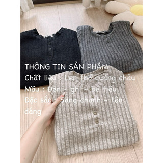 Váy len midi tăm thỏ cổ trụ