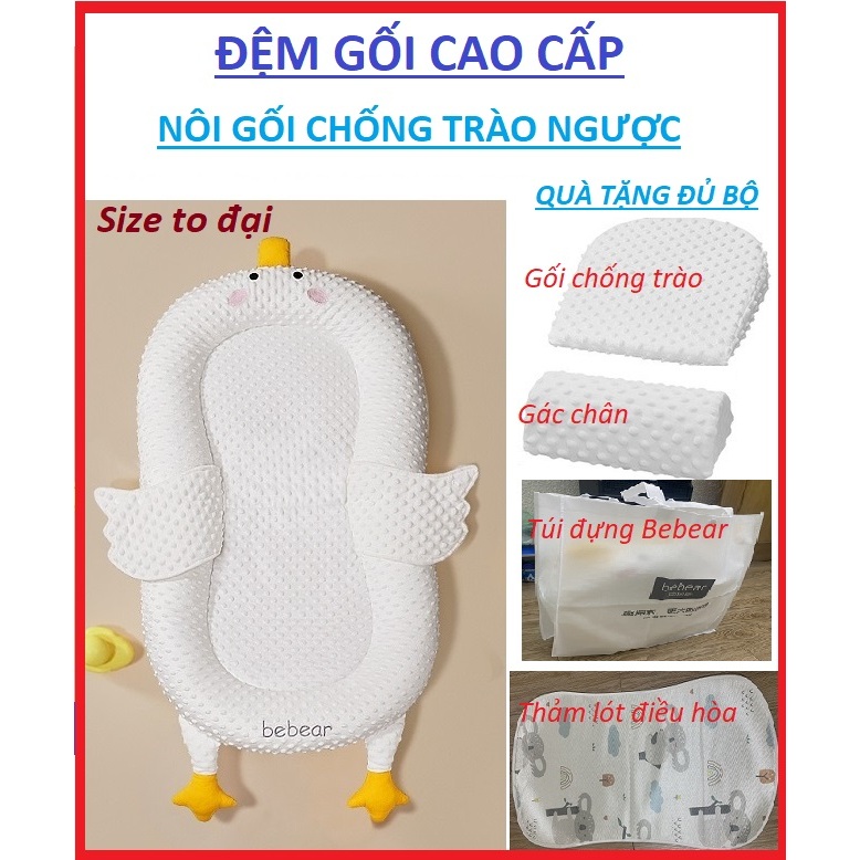 Đệm gối chống trào ngược BEBEAR- Tặng Gối chống trào + Gác Chân+ Thảm lót điều hòa + Túi đựng cao cấ
