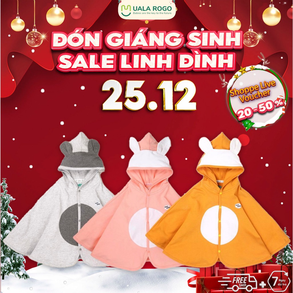 Áo chống nắng cho bé Ualarogo 1-5 tuổi vải Cotton cúc bấm đa năng thoáng khí kháng tia UV 2484