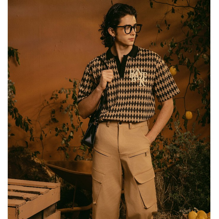 BLANKESPACE Áo Polo Tay Ngắn Blankecheck Polo Vải Cotton Thời Trang Nam Nữ Unisex