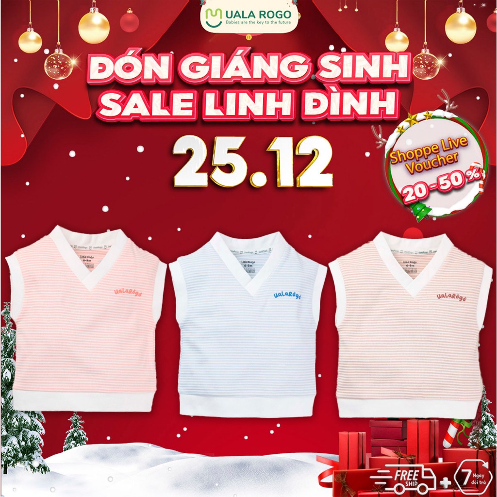 Áo Gile cho bé Ualarogo 6 tháng - 3 tuổi vải Cotton giữ ấm mềm mại thoáng khí đáng yêu 3656