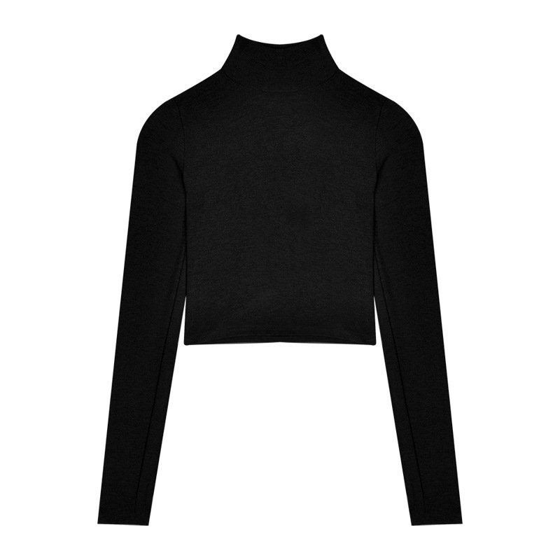 Áo thun nữ giữ nhiệt cổ cao crotop VYVY chất cotton dẻo co giãn freesize<58kg