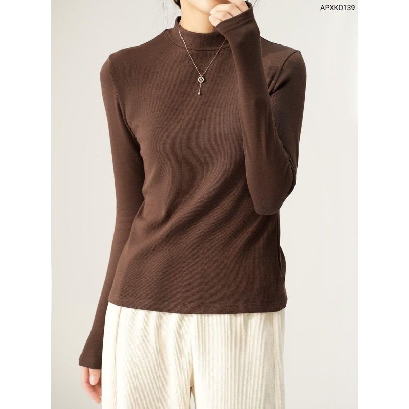 Áo thun cổ 3 phân dài tay VYVY hàng nỉ lót lông siêu ấm freesize<60kg