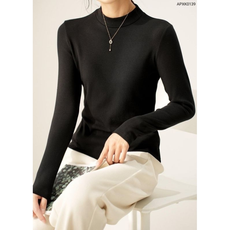 Áo thun cổ 3 phân dài tay VYVY hàng nỉ lót lông siêu ấm freesize<60kg