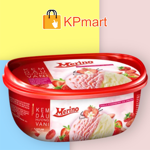 Kem hộp dâu vani Merino 900ML