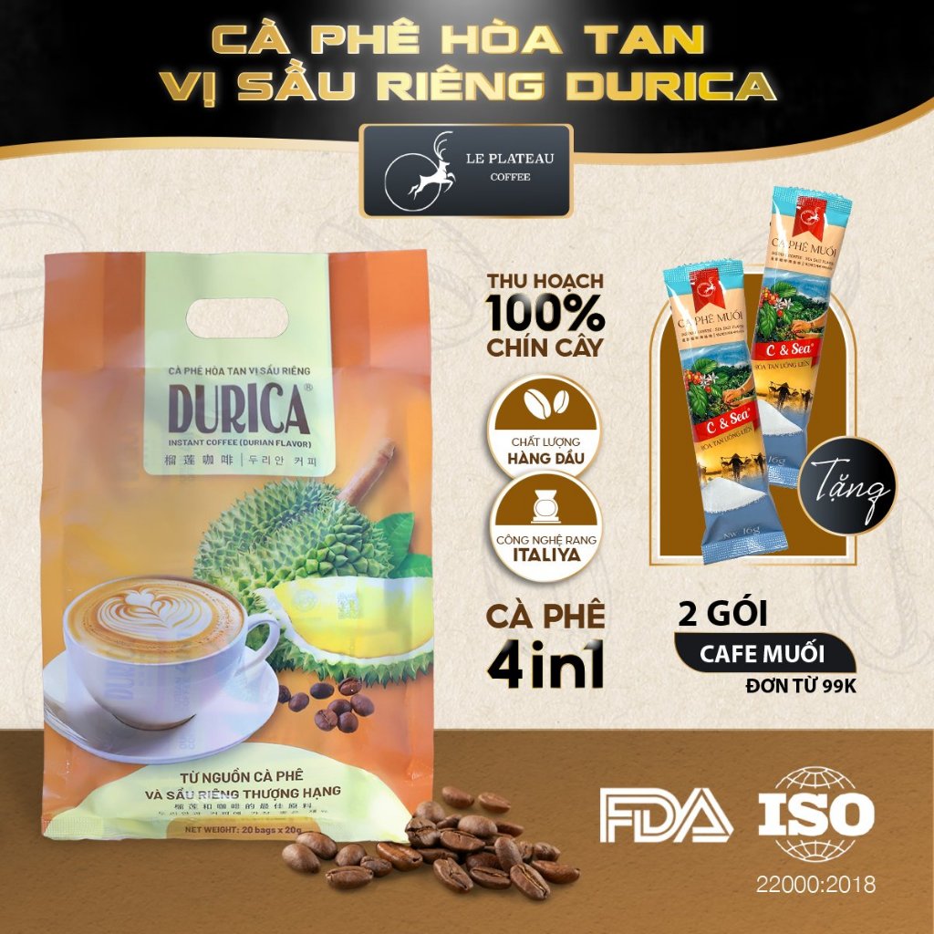  Cà Phê Sầu Riêng, Cà Phê Loại ĐẶC BIỆT THƠM NGON TIỆN LỢI - DURICA - LE PLATEAU COFFEE