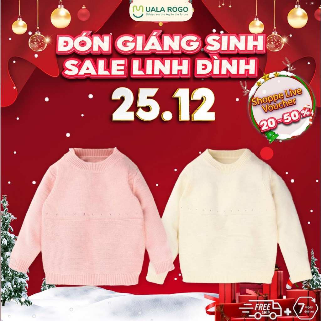 Áo len bé gái Ualarogo 1 - 4 tuổi sợi Len dài tay ấm áp nhẹ nhàng mềm mại thoáng khí 7036