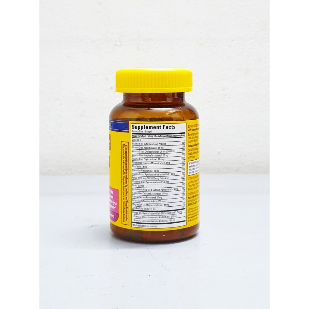Date 3/25 - Vitamin Tổng Hợp Cho Bà Bầu Prenatal chai 60 viên hãng Nature Made của Mỹ