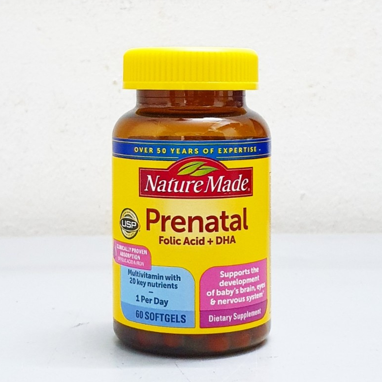 Date 3/25 - Vitamin Tổng Hợp Cho Bà Bầu Prenatal chai 60 viên hãng Nature Made của Mỹ