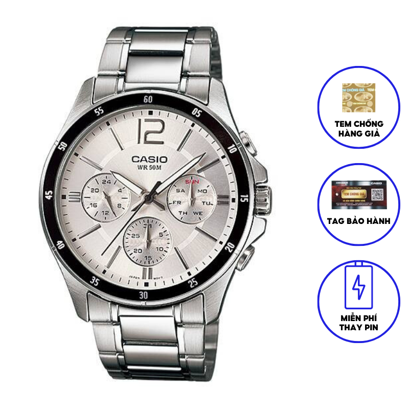 Đồng hồ nam dây kim loại Casio MTP-1374D-7AVDF chính hãng