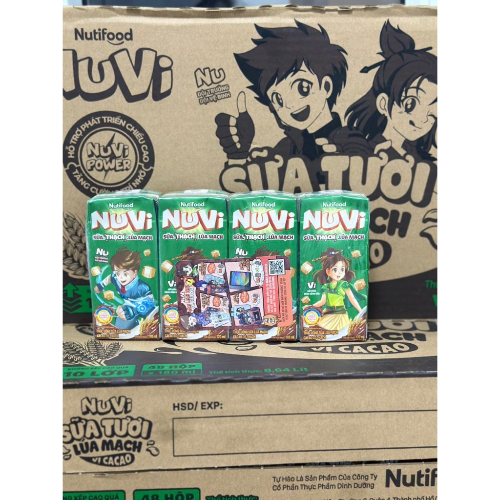 Sữa Nuvi Lúa Mạch Có Thạch 48 hộp 180ml Có thẻ đổi quà