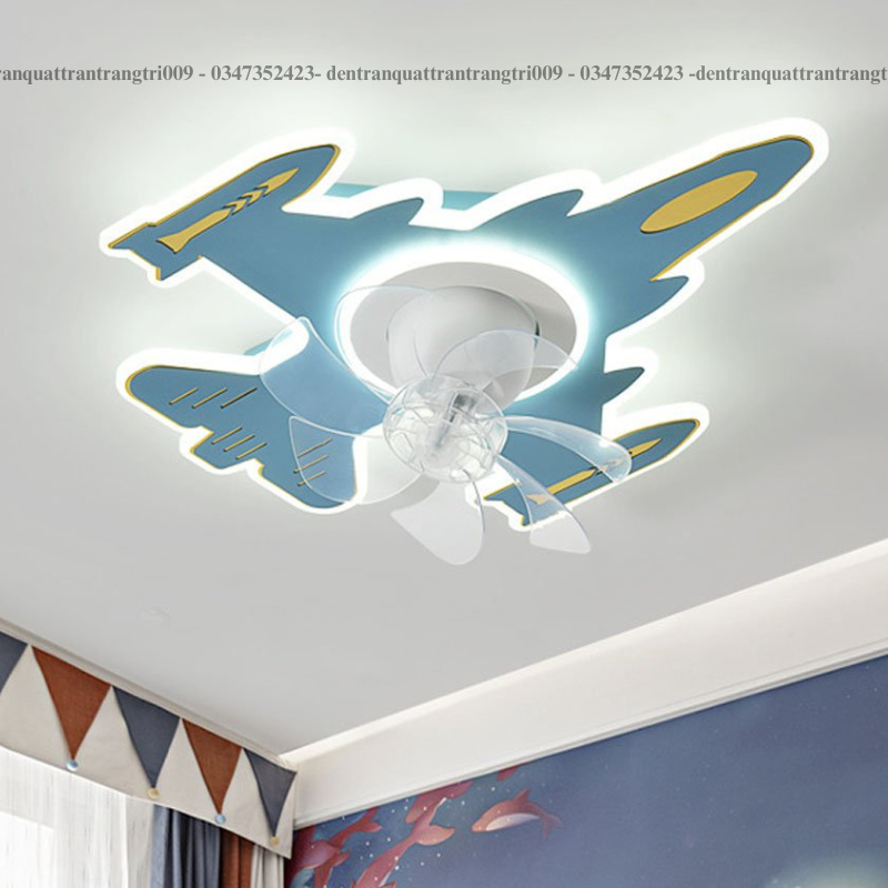 Quạt Trần, Quạt Đèn Ốp máy bay hiện đại trang trí decor phòng ngủ Bảo hành 24 tháng