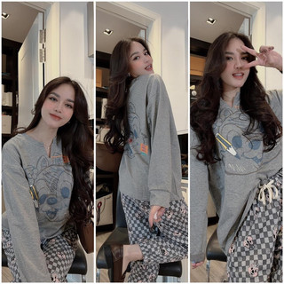 Bộ cotton thun nữ thu đông