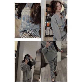 Bộ cotton thun nữ thu đông