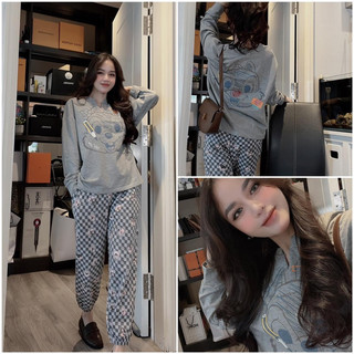 Bộ cotton thun nữ thu đông