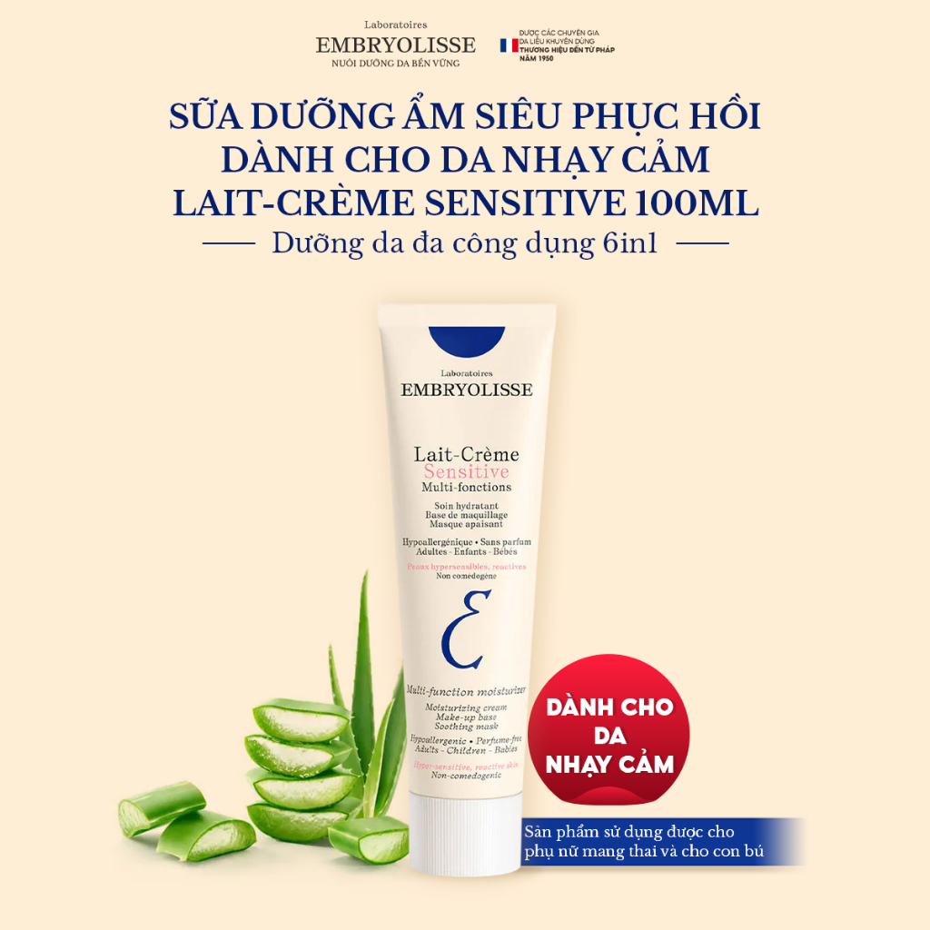 Sữa Dưỡng Ẩm Siêu Phục Hồi Dành Cho Da Nhạy Cảm Lait Creme Sensitive 100ml