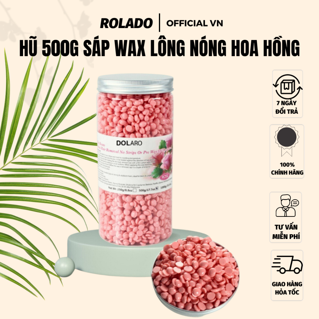 [Che tên]- 500g sáp wax tẩy lông sữa nóng DOLARO hương hoa hồng cao cấp, bám lông, an toàn