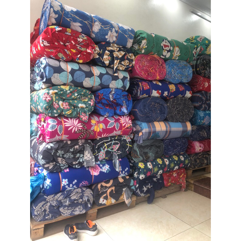 Vải may ga gối chất cotton poly khổ rộng 2m3, khủng long sắc màu