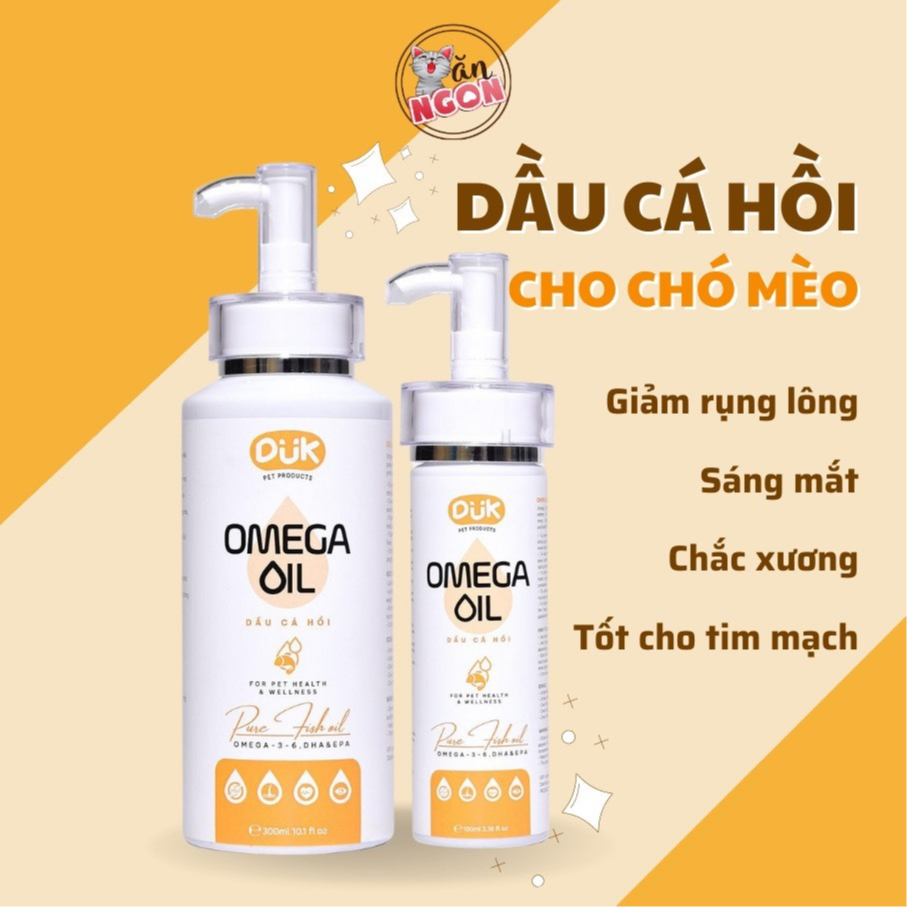 Dầu Cá Hồi Duk Omega Oil Cho Chó Mèo Dưỡng Mượt Lông Giảm Rụng Lông, Tăng Sức Đề Kháng 150ML