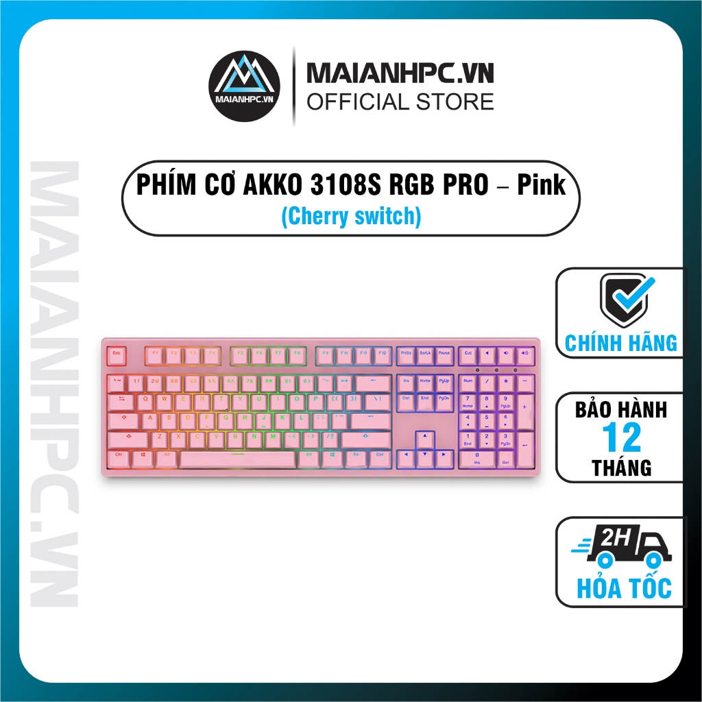 Bàn phím cơ AKKO 3108S RGB PRO – Pink (Cherry switch)