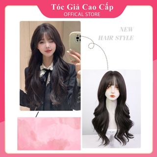 Tóc giả nữ đẹp nguyên đầu xoăn sóng, C0374, tặng kèm lưới trùm