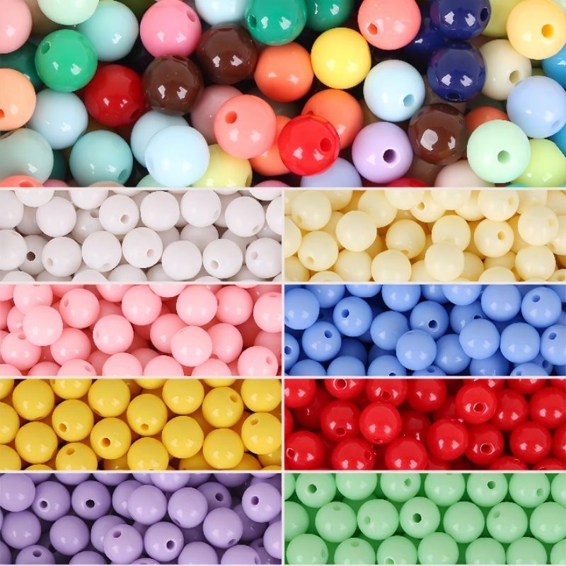 100g nhiều màu 8mm hạt Cườm hạt nhựa đủ màu Dùng Làm Vòng Tay/Vòng cổ DIY