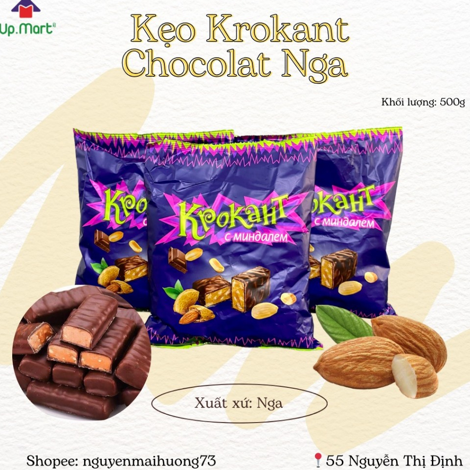 ✈️ Kẹo tím Krokant chocolat hạt nghiền Nga 500gr