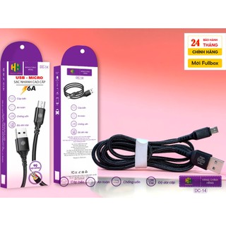 Cáp sạc nhanh BỌC CƯỚC USB-MICRO 1.5M - DC14 chống rối, bảo hành 2 năm HH lỗi 1 đổi 2 trong năm đầu tiên