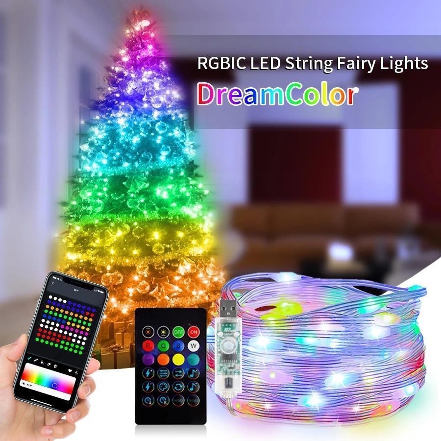 Dèn Led Cuộn nháy đuổi 10M ARGB, Dây đèn LED trang trí RGB 5V Cổng USB nháy theo nhạc 16 triệu màu, sử dụng app, remote