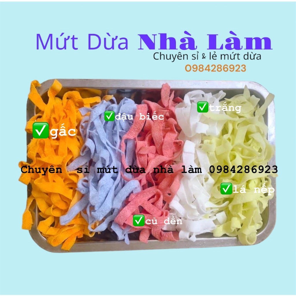 Mứt dừa sợi bào mỏng bánh tẻ Nhà Làm thủ công ( 500gr) Túi Zip